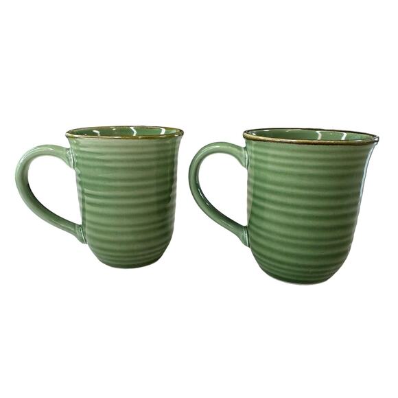 Jaclyn Smith Today Series Green Pattern Coffee Mugs Set of 2 - Picture 2 of 5
